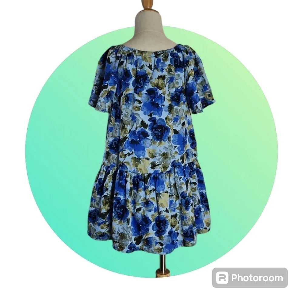 GAP Kids Girls Floral Dress Size Small 6-7 years Blue Green
